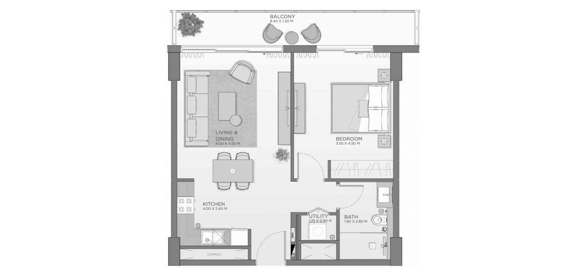 Plan d'étage de l'appartement «68sqm», 1 chambre à coucher à MYRTLE