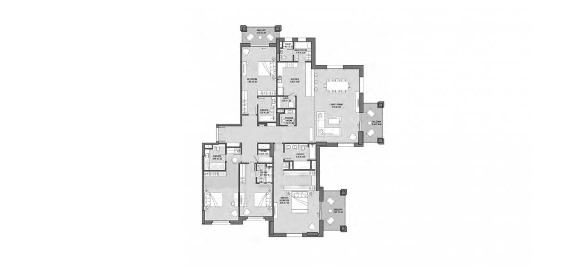 Plan d'étage de l'appartement «C», 4 chambres à MADINAT JUMEIRAH LIVING