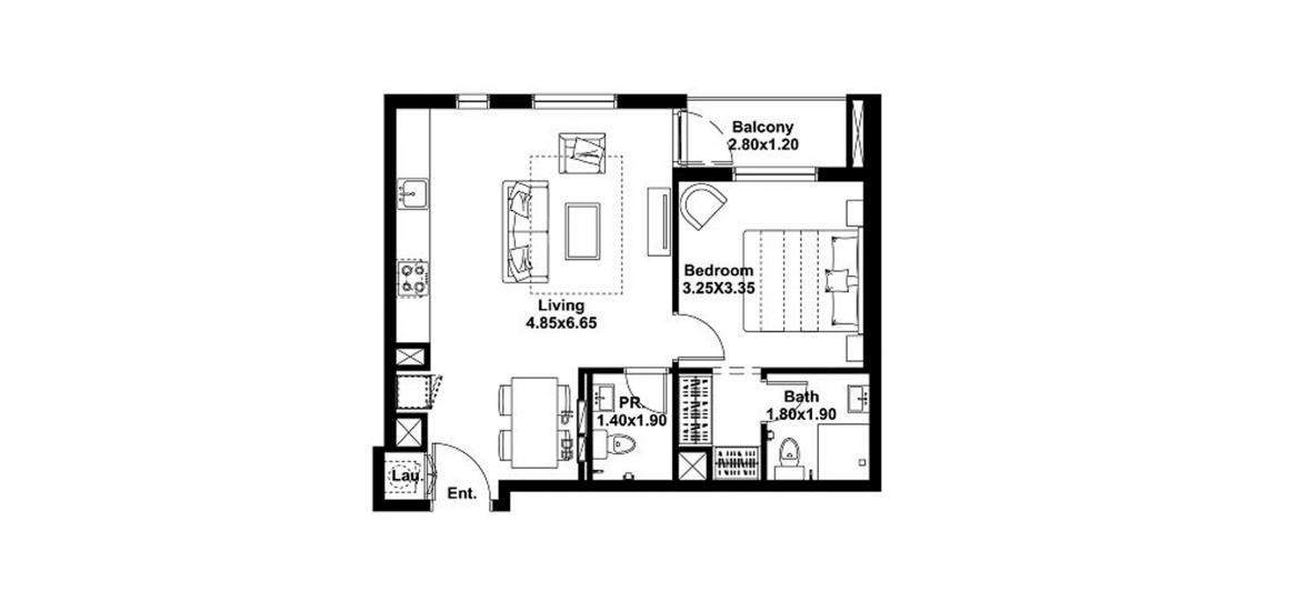 Plan d'étage de l'appartement «58sqm», 1 chambre à coucher à NOOR