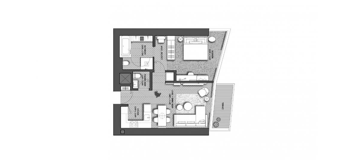 Plan d'étage de l'appartement «THE ADDRESS RESIDENCES DUBAI OPERA 1BR 74SQM», 1 chambre à coucher à THE ADDRESS RESIDENCES DUBAI OPERA