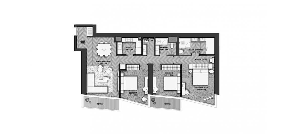 Plan d'étage de l'appartement «THE ADDRESS RESIDENCES DUBAI OPERA 3BR 156SQM», 3 chambres à THE ADDRESS RESIDENCES DUBAI OPERA