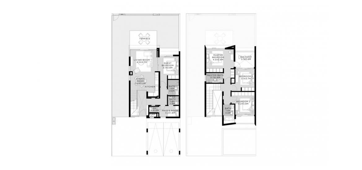 Plan d'étage de l'appartement «B», 4 chambres à TALIA