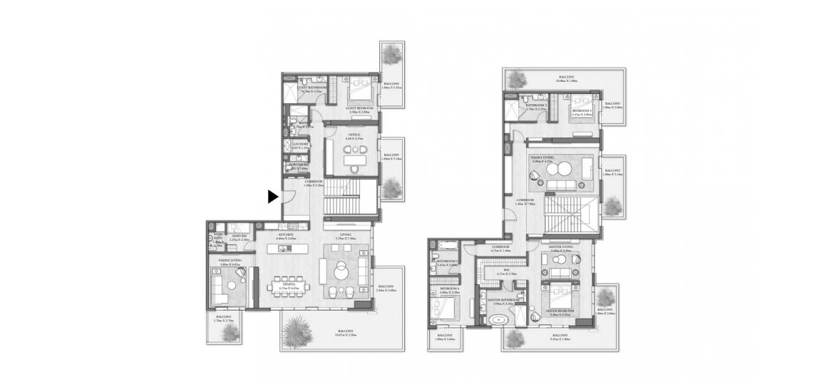 Plan d'étage de l'appartement «C», 4 chambres à BEACH MANSION