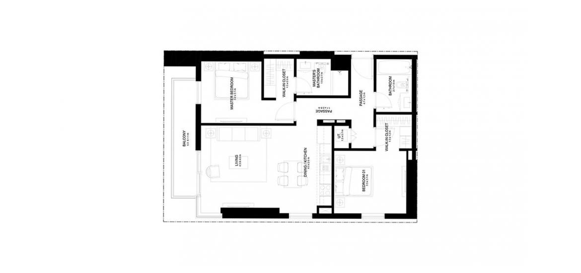Plan d'étage de l'appartement «BURJ CROWN 2BR 98SQM», 2 chambres à BURJ CROWN