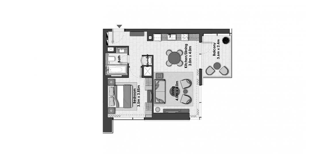 Plan d'étage de l'appartement «CREEK RISE 1BR 73SQM», 1 chambre à coucher à CREEK RISE