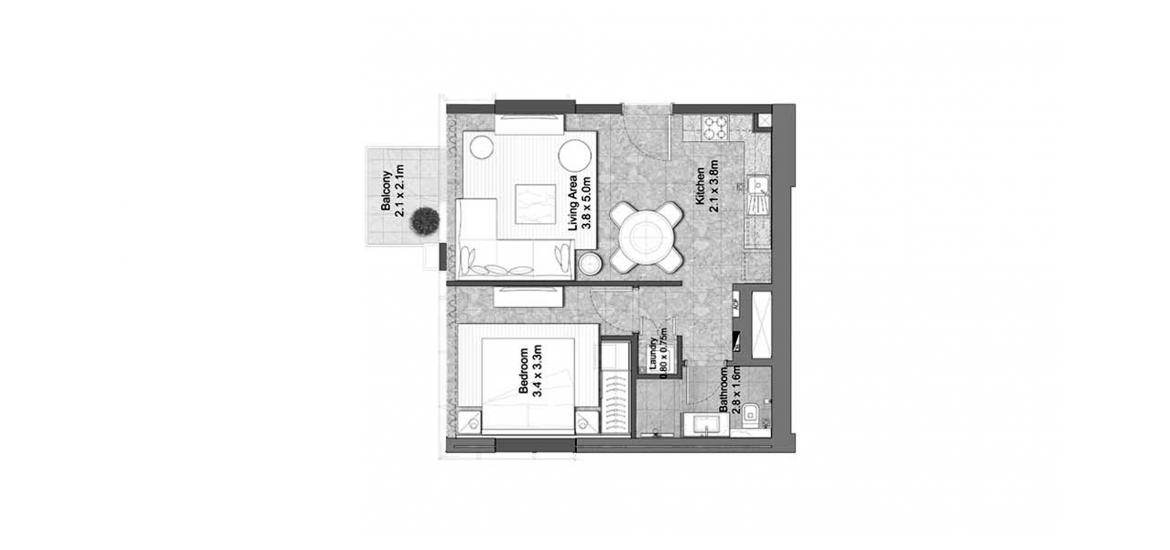 Plan d'étage de l'appartement «GOLF SUITES 1BR 57SQM», 1 chambre à coucher à GOLF SUITES