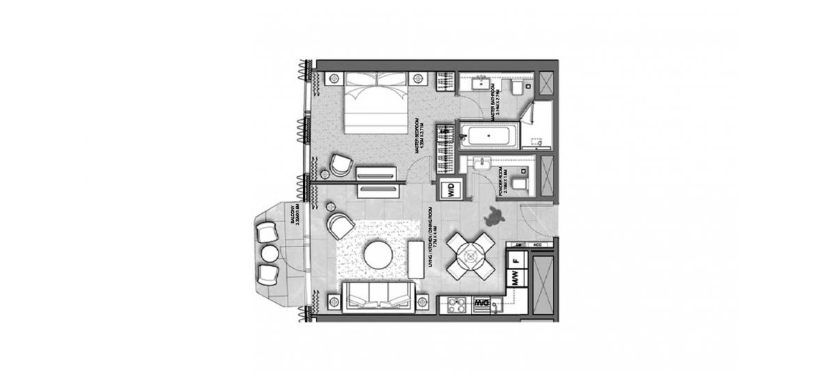 Plan d'étage de l'appartement «ADDRESS HARBOUR POINT 1BR 67SQM», 1 chambre à coucher à ADDRESS HARBOUR POINT