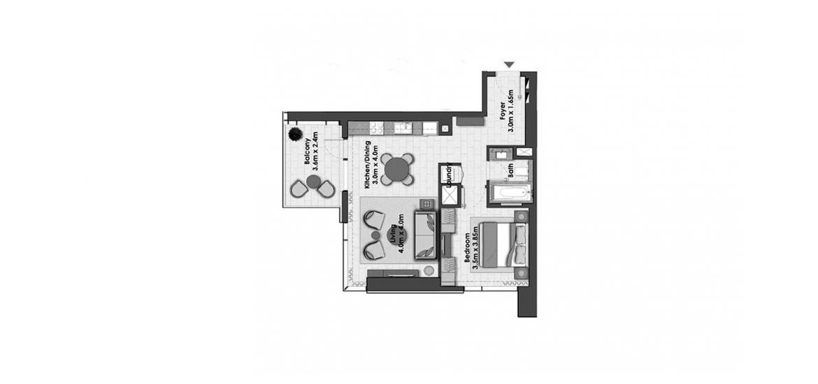 Plan d'étage de l'appartement «CREEK RISE 1BR 76SQM», 1 chambre à coucher à CREEK RISE