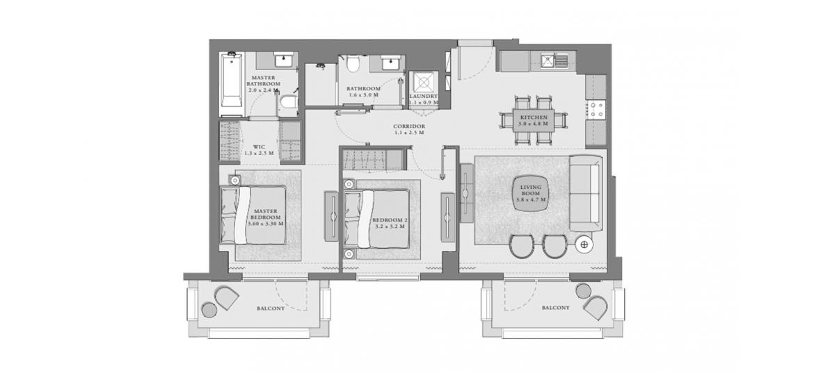 Plan d'étage de l'appartement «A», 2 chambres à CREEK BEACH ORCHID