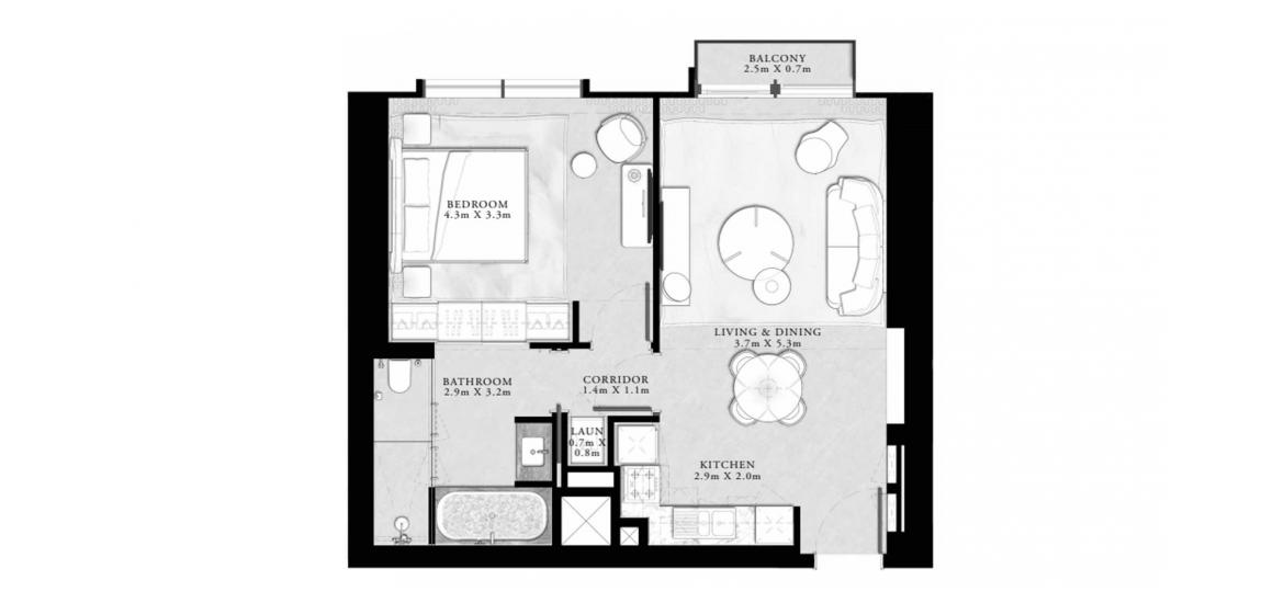 Plan d'étage de l'appartement «68sqm», 1 chambre à coucher à ST.REGIS RESIDENCES