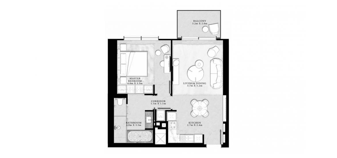 Plan d'étage de l'appartement «73sqm», 1 chambre à coucher à ST.REGIS RESIDENCES