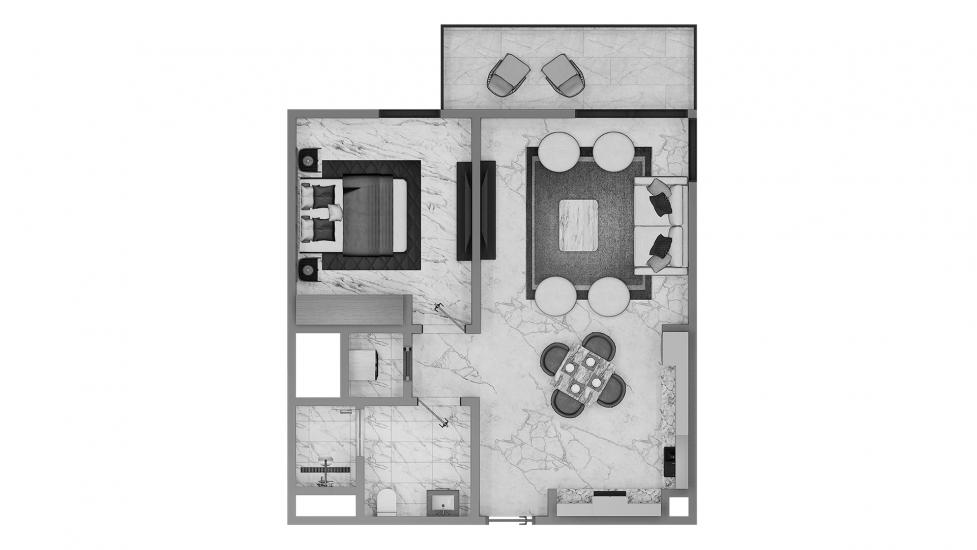 Plan d'étage de l'appartement «1 BR Type A1 70SQM», 1 chambre à coucher à EMAAR GOLF HEIGHTS