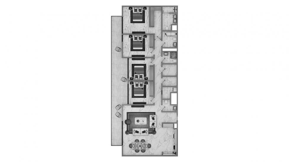Plan d'étage de l'appartement «4 BR 223SQM», 4 chambres à EMAAR GOLF HEIGHTS