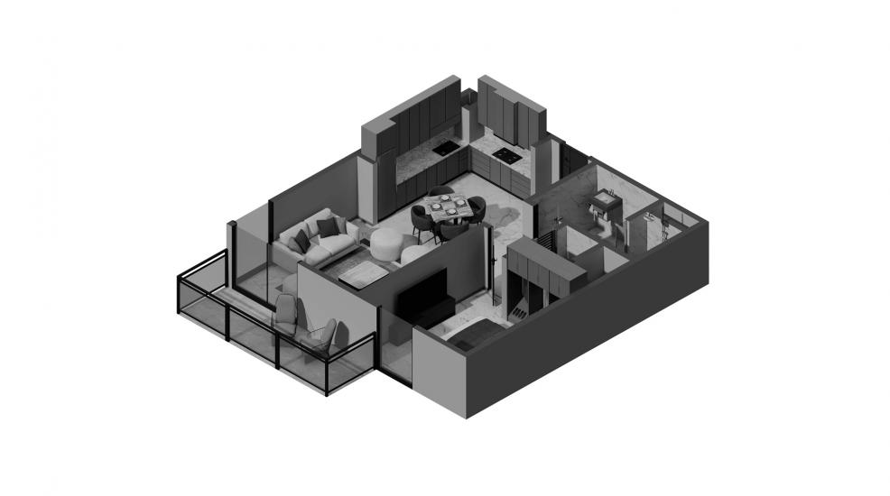 Plan d'étage de l'appartement «1 BR Type A1 70SQM», 1 chambre à coucher à EMAAR GOLF HEIGHTS