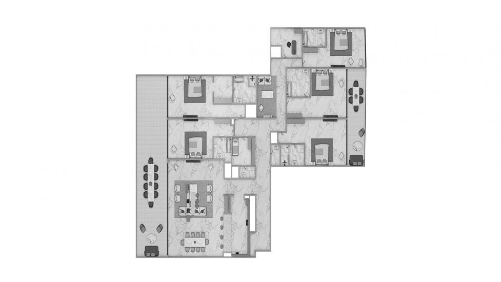 Plan d'étage de l'appartement «5BR Type S5B 466SQM», 5 chambres à ADDRESS JBR