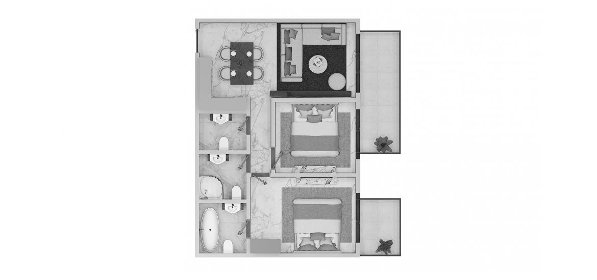 Plan d'étage de l'appartement «Beachgate by Address 2br 115sqm», 2 chambres à BEACHGATE BY ADDRESS