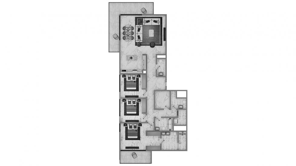 Plan d'étage de l'appartement «3 BR Type A 177SQM», 3 chambres à EMAAR GOLF HEIGHTS