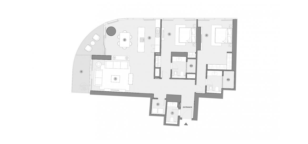 Plan d'étage de l'appartement «2 BEDROOM TYPE H 179 Sq.m», 2 chambres à SOBHA SEAHAVEN TOWER B
