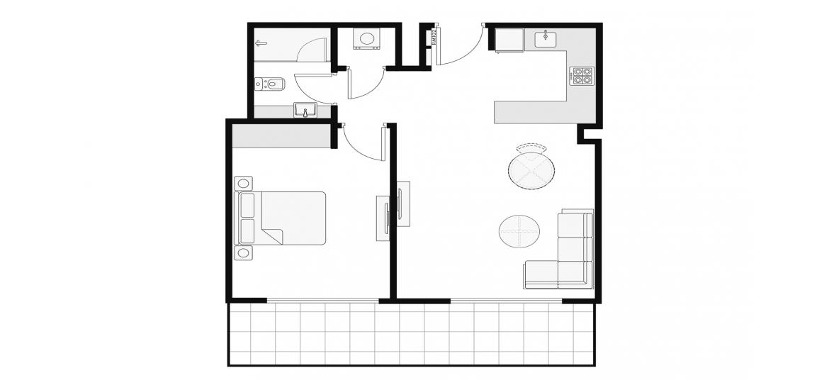 Plan d'étage de l'appartement «74 SQ.M. 1BR TYPE 1», 1 chambre à coucher à AZIZI AMBER