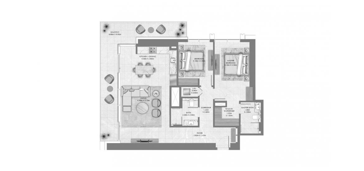 Plan d'étage de l'appartement «139 SQ.M 2 BDRM», 2 chambres à CREEK WATERS 2 APARTMENTS
