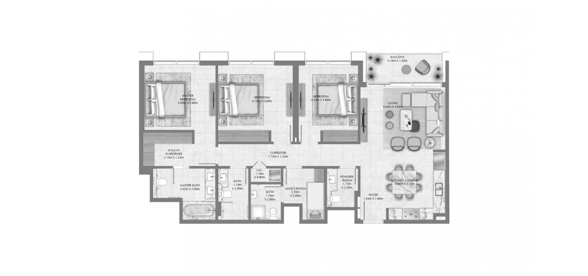 Plan d'étage de l'appartement «144 SQ.M 3 BDRM», 3 chambres à CREEK WATERS 2 APARTMENTS