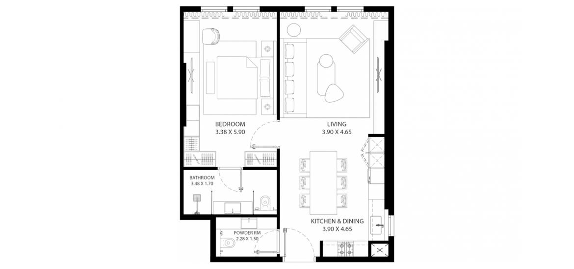 अपार्टमेंट फ्लोर प्लान «1BR Type-1» MAG 330