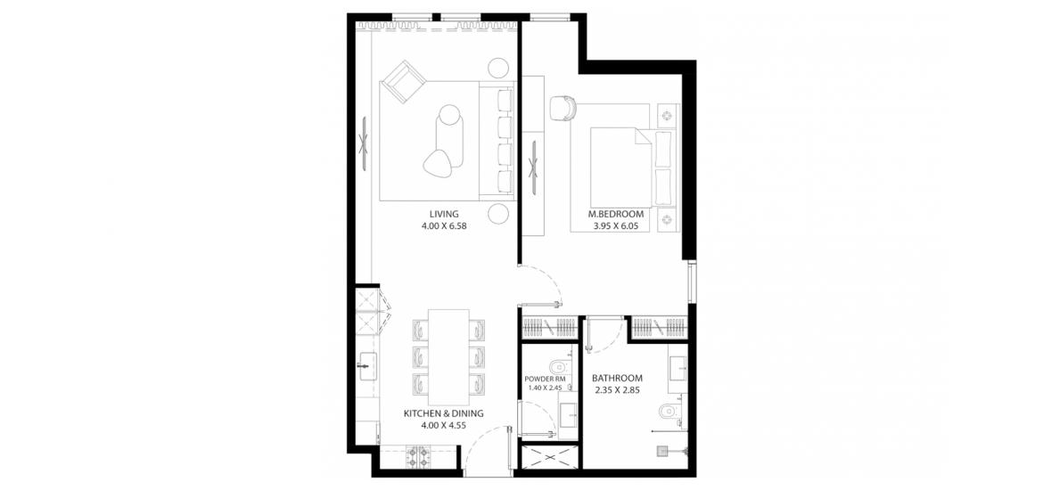 अपार्टमेंट फ्लोर प्लान «1BR Type-2» MAG 330