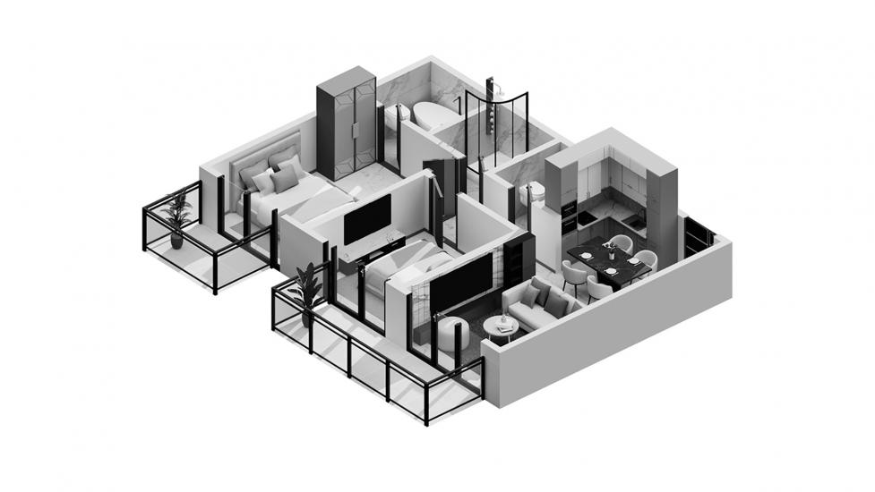 अपार्टमेंट फ्लोर प्लान «Beachgate by Address 2br 115sqm» BEACHGATE BY ADDRESS