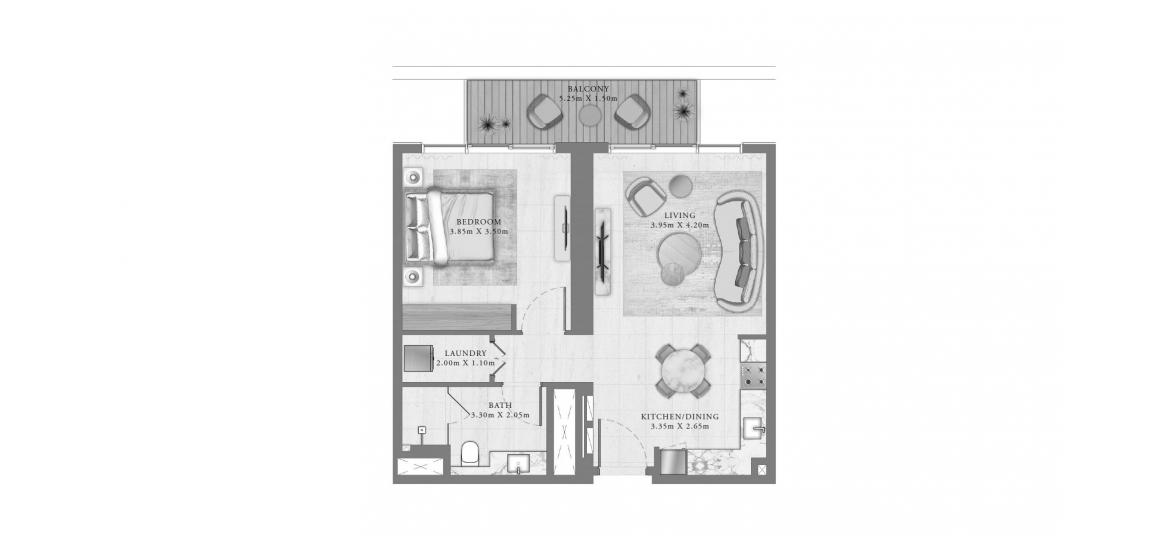 अपार्टमेंट फ्लोर प्लान «71 SQ.M 1 BEDROOM» SEAPOINT RESIDENCES