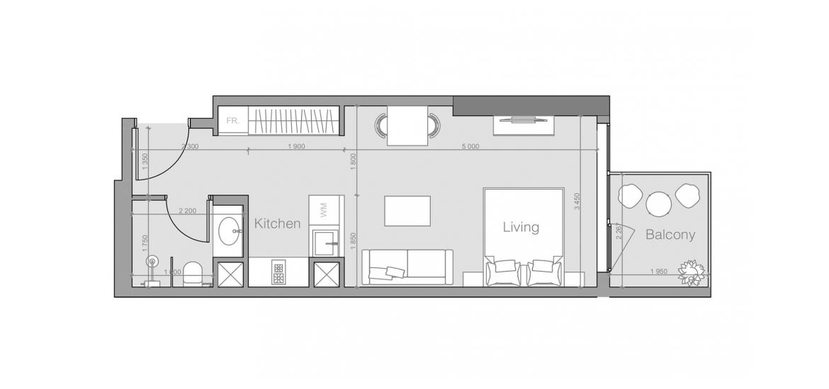 अपार्टमेंट फ्लोर प्लान «OZONE 1 RESIDENCE ONE-ROOM-TYPE-D-40M» OZONE 1 RESIDENCE