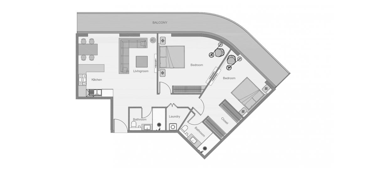 अपार्टमेंट फ्लोर प्लान «THE CENTRAL DOWNTOWN TWO-BEDROOMS-TYPE-4-135M» THE CENTRAL DOWNTOWN