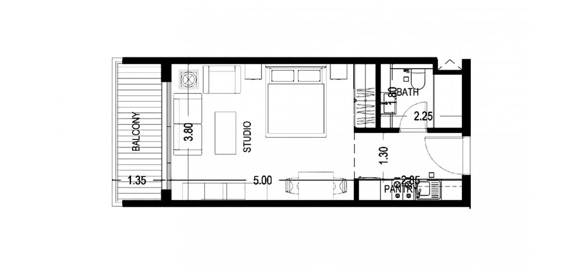 अपार्टमेंट फ्लोर प्लान «URBAN LIFE ONE-ROOM-TYPE-1-39M» URBAN LIFE