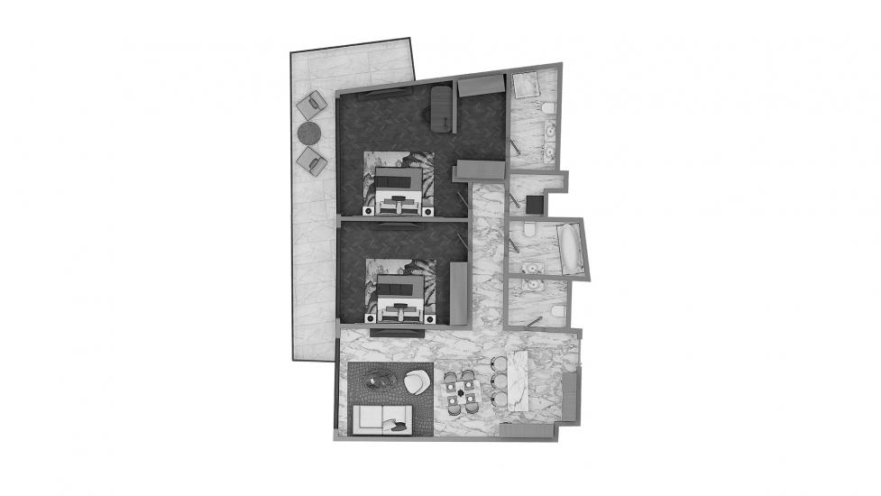 Apartment floor plan «BELMONT RESIDENCE 2BR Type B 120SQM», 2 bedrooms in BELMONT RESIDENCE