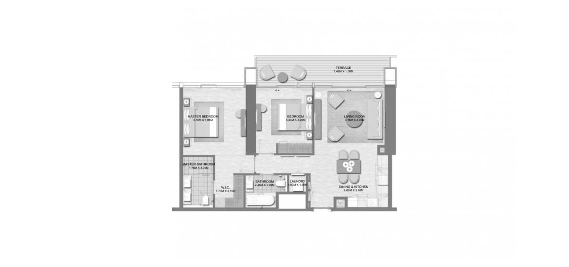 Plan mieszkania «B», 2 sypialnie w PALACE RESIDENCES