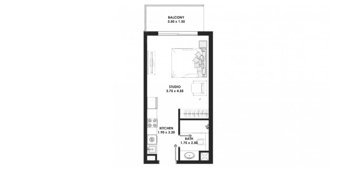 Plan mieszkania «36sqm», 1 pokój w PEARLZ