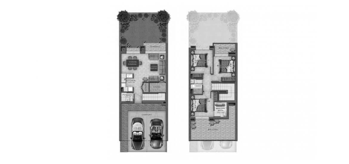 Plan mieszkania «RN-M», 3 sypialnie w HAJAR STONE VILLAS
