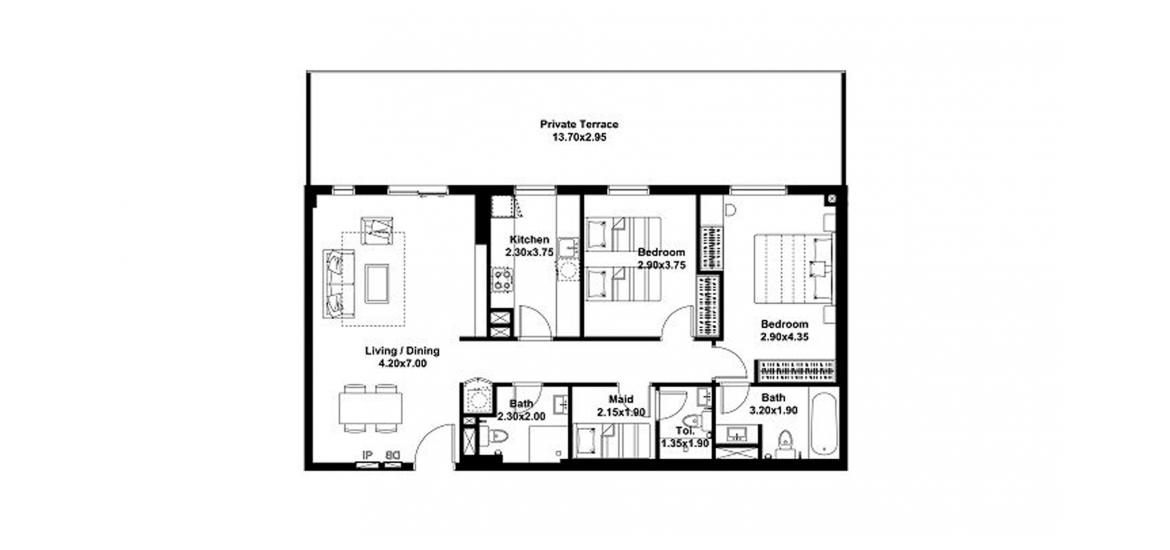 Plan mieszkania «141sqm», 2 sypialnie w NOOR