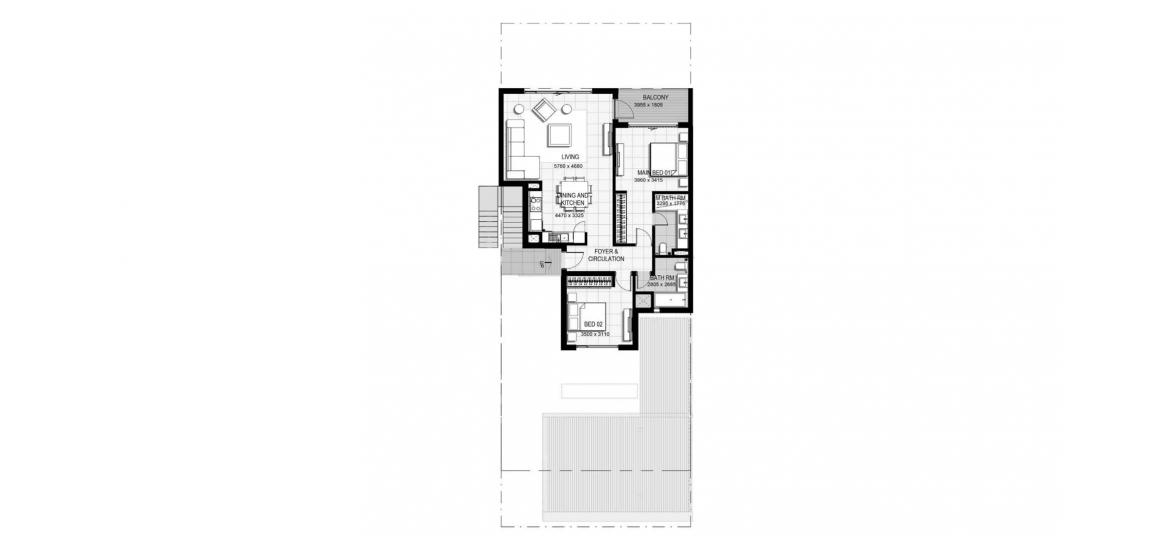 Plan mieszkania «B», 2 sypialnie w URBANA II