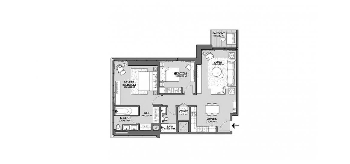 Plan mieszkania «ACT ONE | ACT TWO TOWERS 2BR 102SQM», 2 sypialnie w ACT ONE | ACT TWO TOWERS