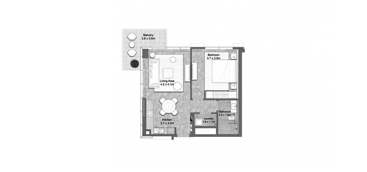 Plan mieszkania «GOLF SUITES 1BR 72SQM», 1 sypialnia w GOLF SUITES