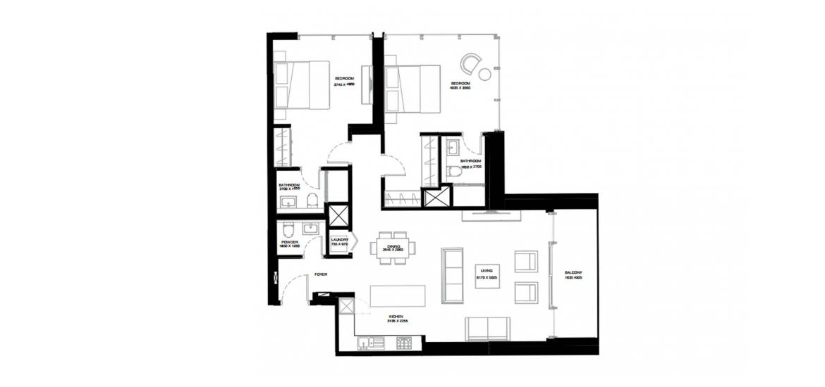 Plan mieszkania «C», 2 sypialnie w CREEK VISTAS GRANDE