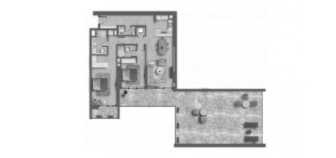 Plan mieszkania «C», 2 sypialnie w AHAD RESIDENCES