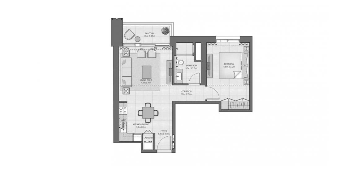 Plan mieszkania «A», 1 sypialnia w CREEK EDGE