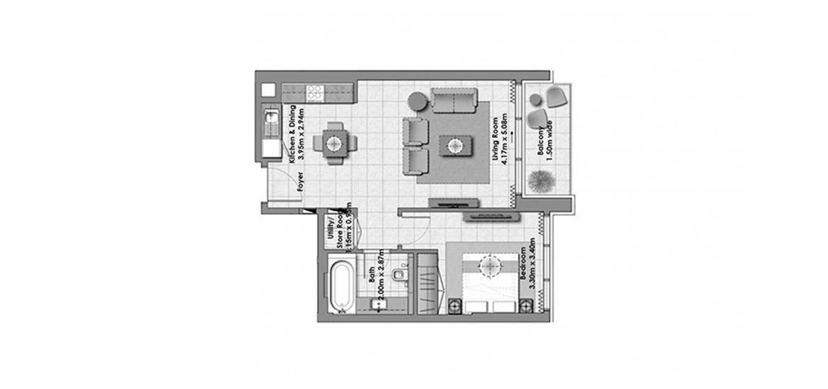 Plan mieszkania «THE COVE 1BR 68SQM», 1 sypialnia w THE COVE