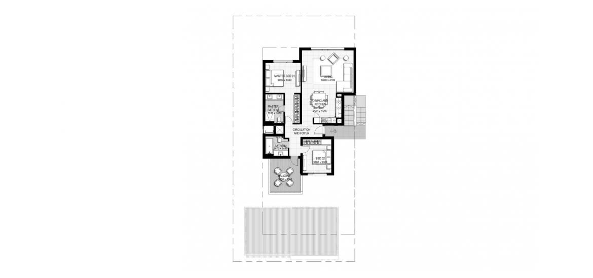 Plan mieszkania «A», 2 sypialnie w URBANA II
