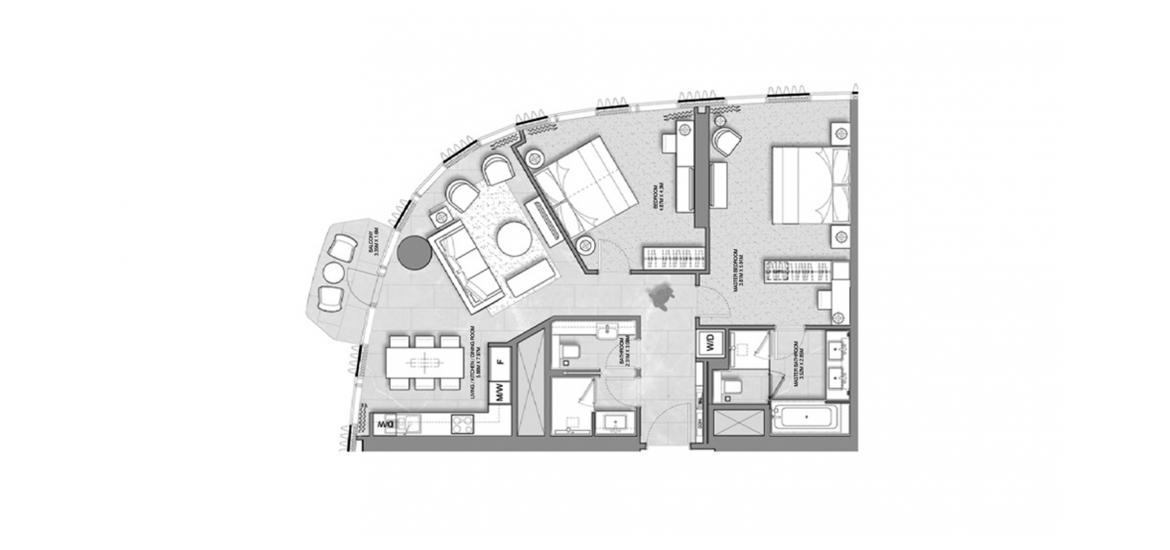 Plan mieszkania «ADDRESS HARBOUR POINT 2BR 104SQM», 2 sypialnie w ADDRESS HARBOUR POINT
