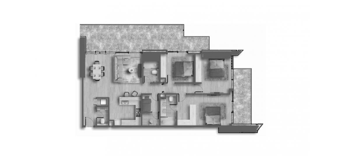 Plan mieszkania «D», 3 sypialnie w AHAD RESIDENCES