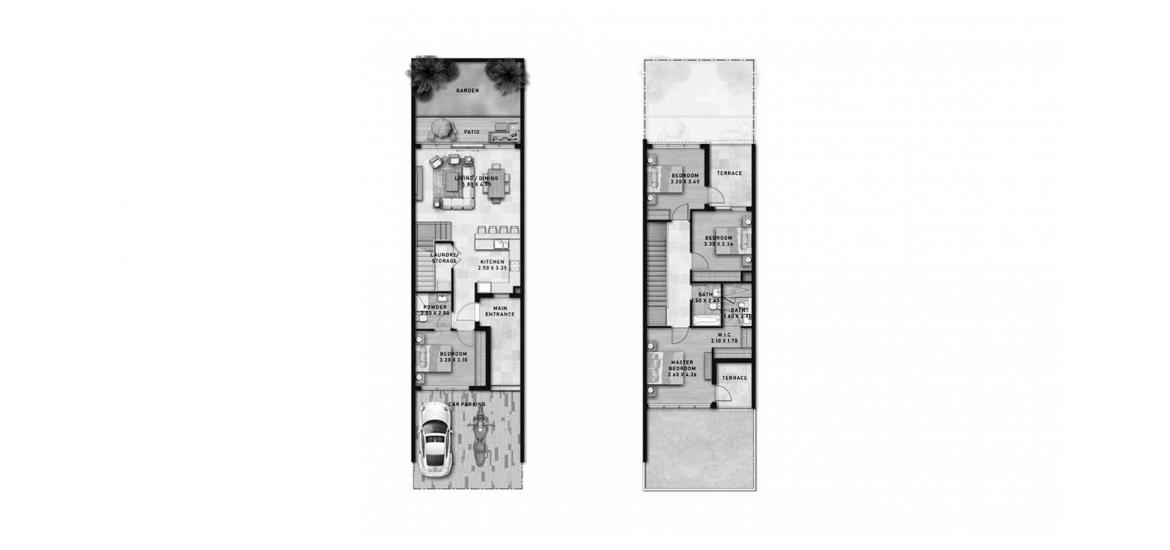 Plan mieszkania «DAMAC LAGOONS 4BR TH», 4 sypialnie w DAMAC LAGOONS