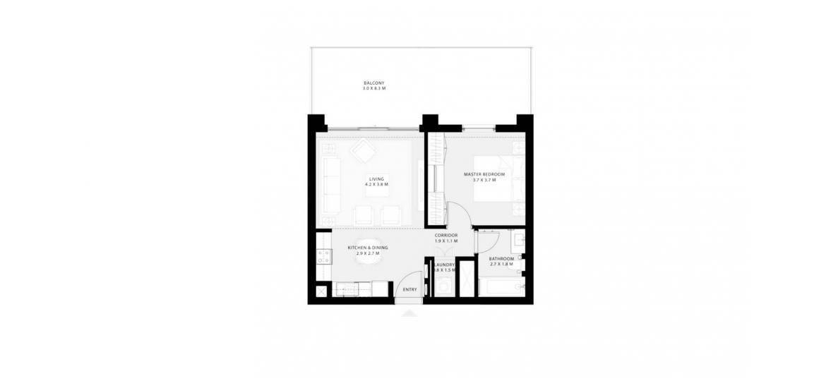 Plan mieszkania «79SQM», 1 sypialnia w PARK FIELD