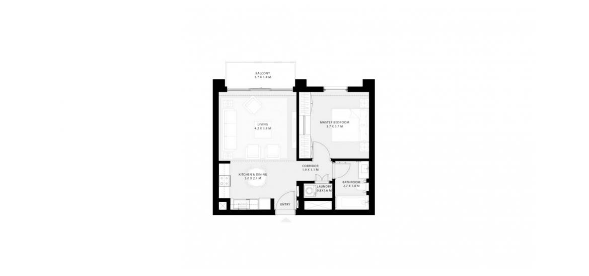 Plan mieszkania «60SQM», 1 sypialnia w PARK FIELD